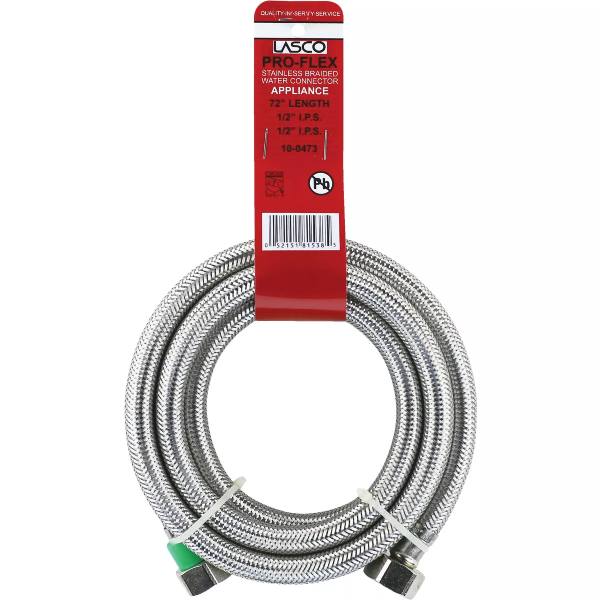 Lasco 1/2 In. IPS x 1/2 In. IPS x 72 In. L Braided Stainless Steel Flex Line Faucet Connector - photo 2