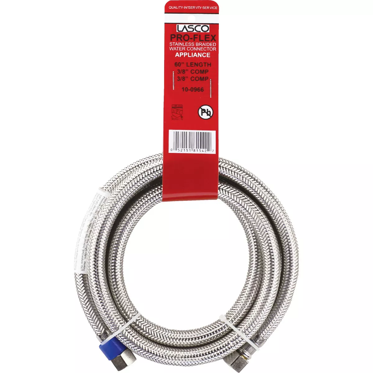Lasco 3/8 In.C x 3/8 In.C x 60 In. L Braided Stainless Steel Flex Line Appliance Water Connector - photo 2