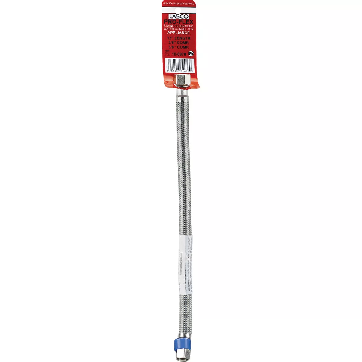 Lasco 3/8 In.C x 3/8 In.C x 12 In. L Braided Stainless Steel Flex Line Appliance Water Connector - photo 2