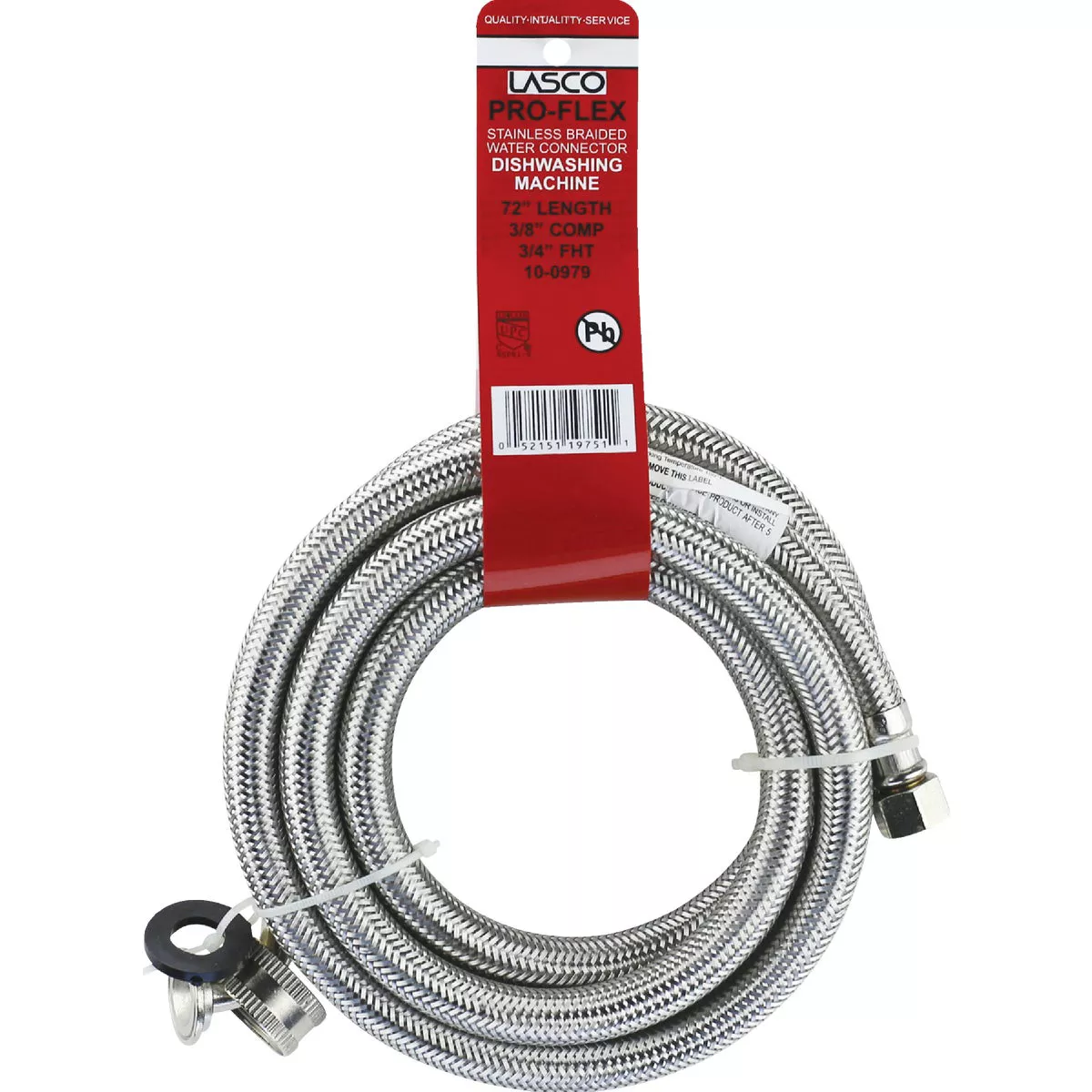 Lasco 3/8 In. x 3/4 In. x 72 In. L Stainless Steel Dishwasher Connector - photo 2