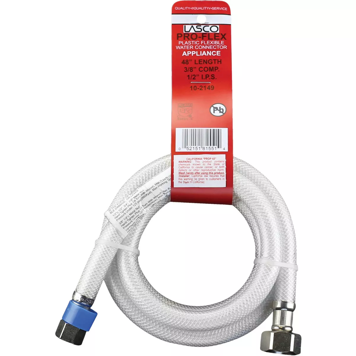 Lasco 3/8 In. C x 1/2 In. FIP x 48 In. L Braided Poly Vinyl Faucet Connector - photo 2