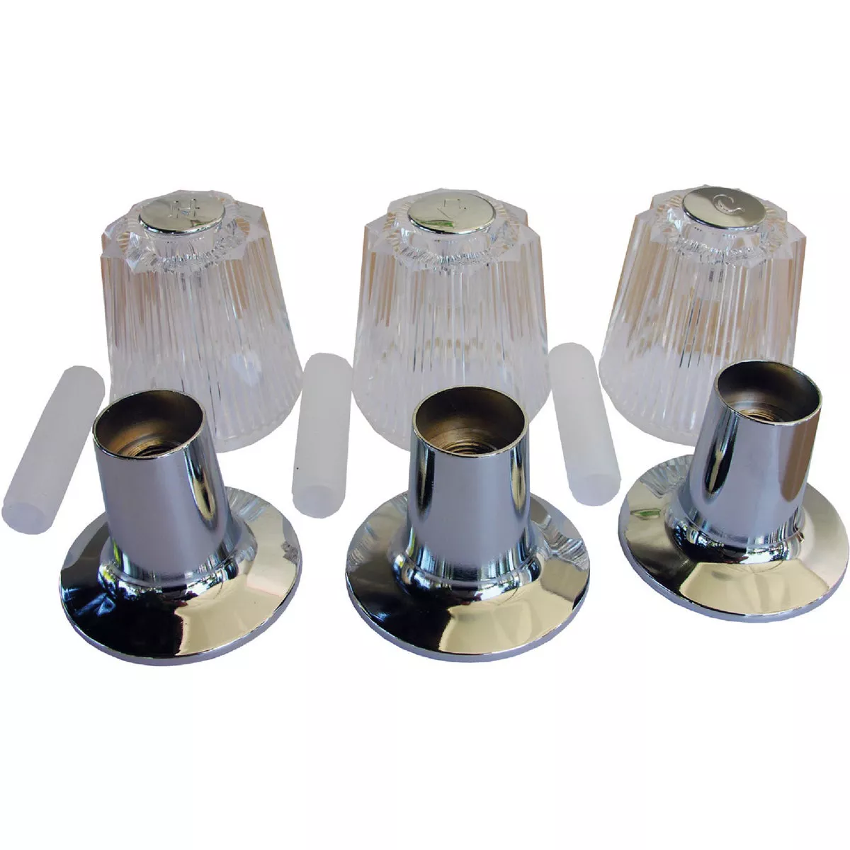Lasco Price Pfister 3-Valve Round Clear Tub & Shower Handle Kit