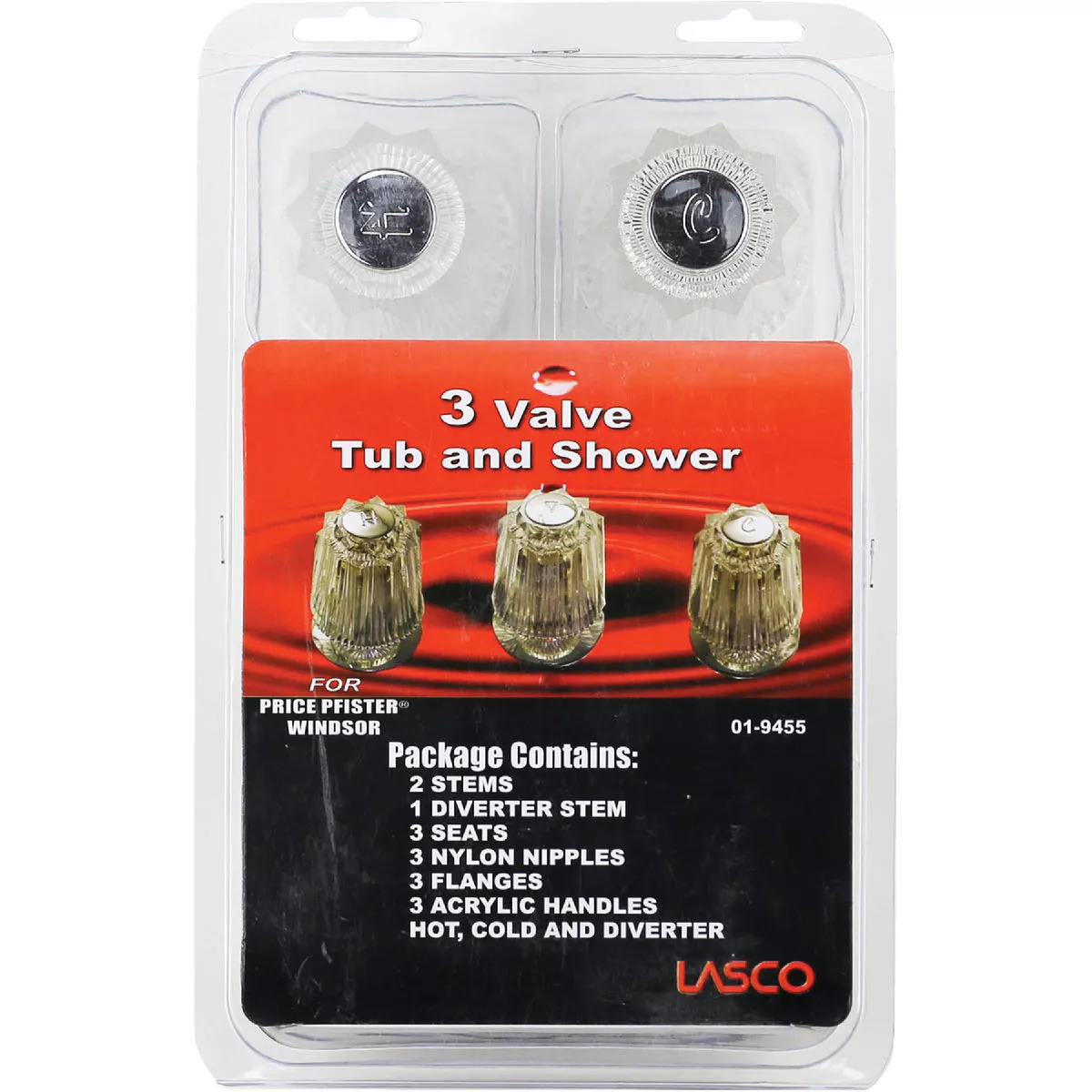 Lasco Price Pfister 3-Valve Round Clear Tub & Shower Handle Kit - photo 2