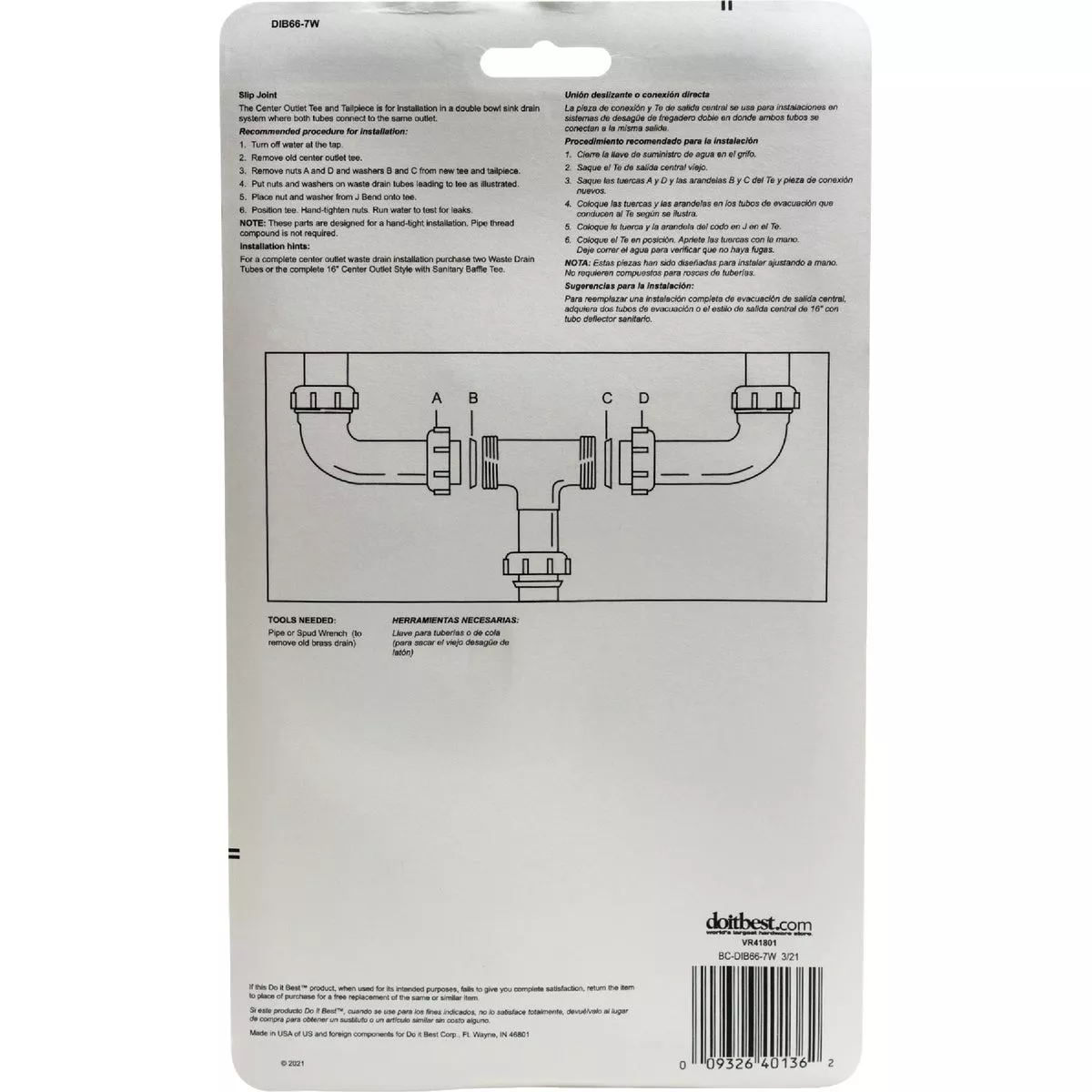 Do it Best 1-1/2 In. White Polypropylene Center Outlet Tee - photo 5