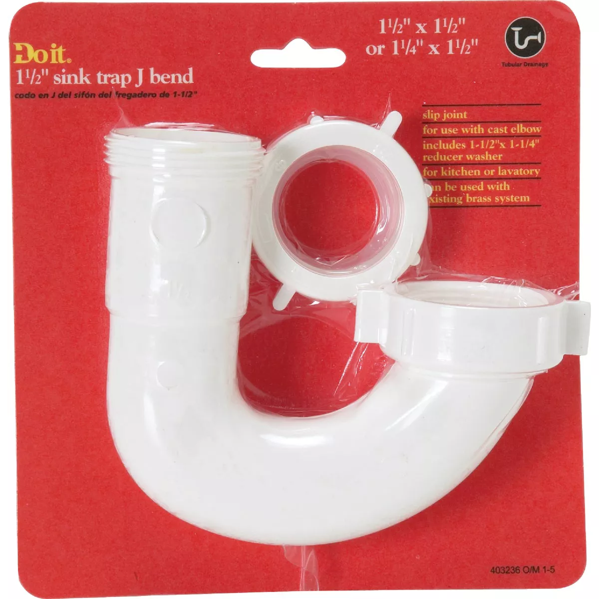 Do it Best 1-1/2 In. or 1-1/4 In White Plastic J-Bend, Carded - photo 2