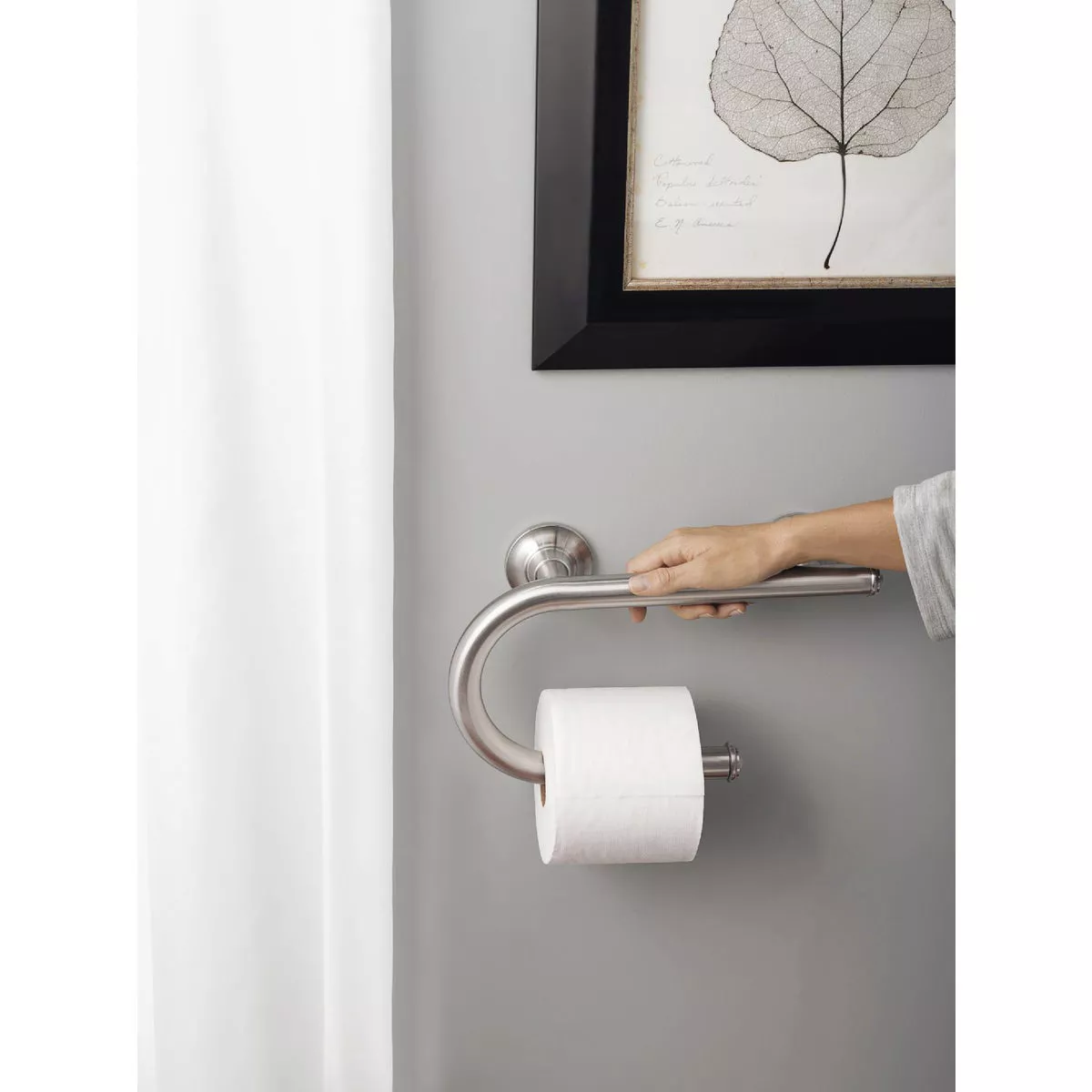 Moen 8 In. Grab Bar with Toilet Paper Holder, Brushed Nickel - photo 2
