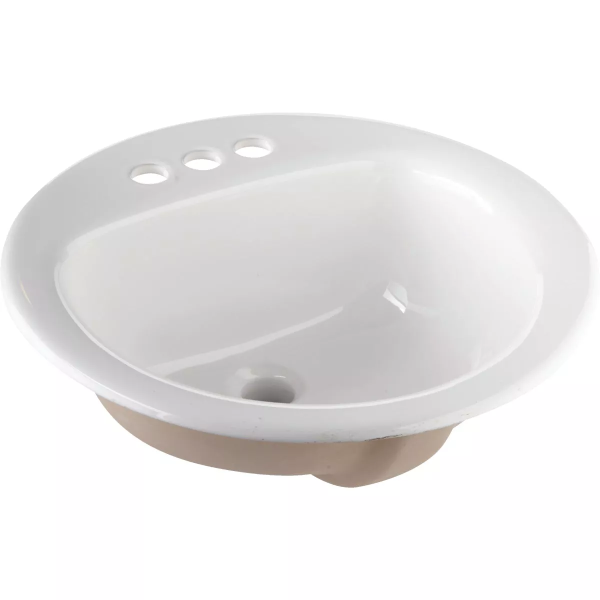 Round Drop-In Bathroom Sink, White