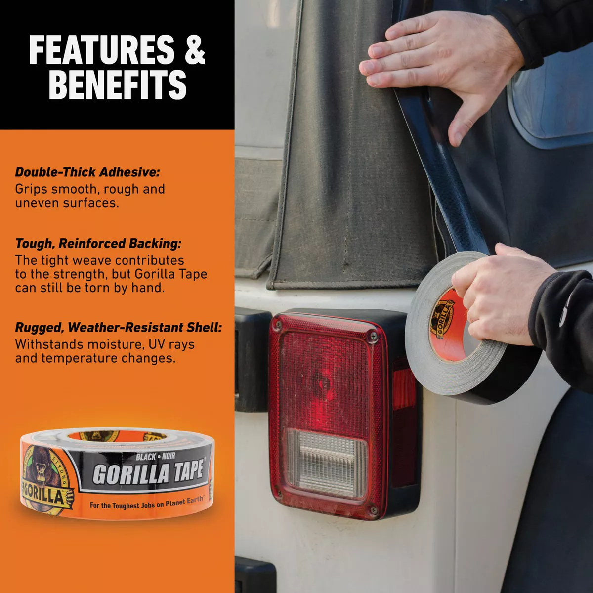 Gorilla 1.88 In. x 30 Yd. Heavy-Duty Duct Tape, Black - photo 5