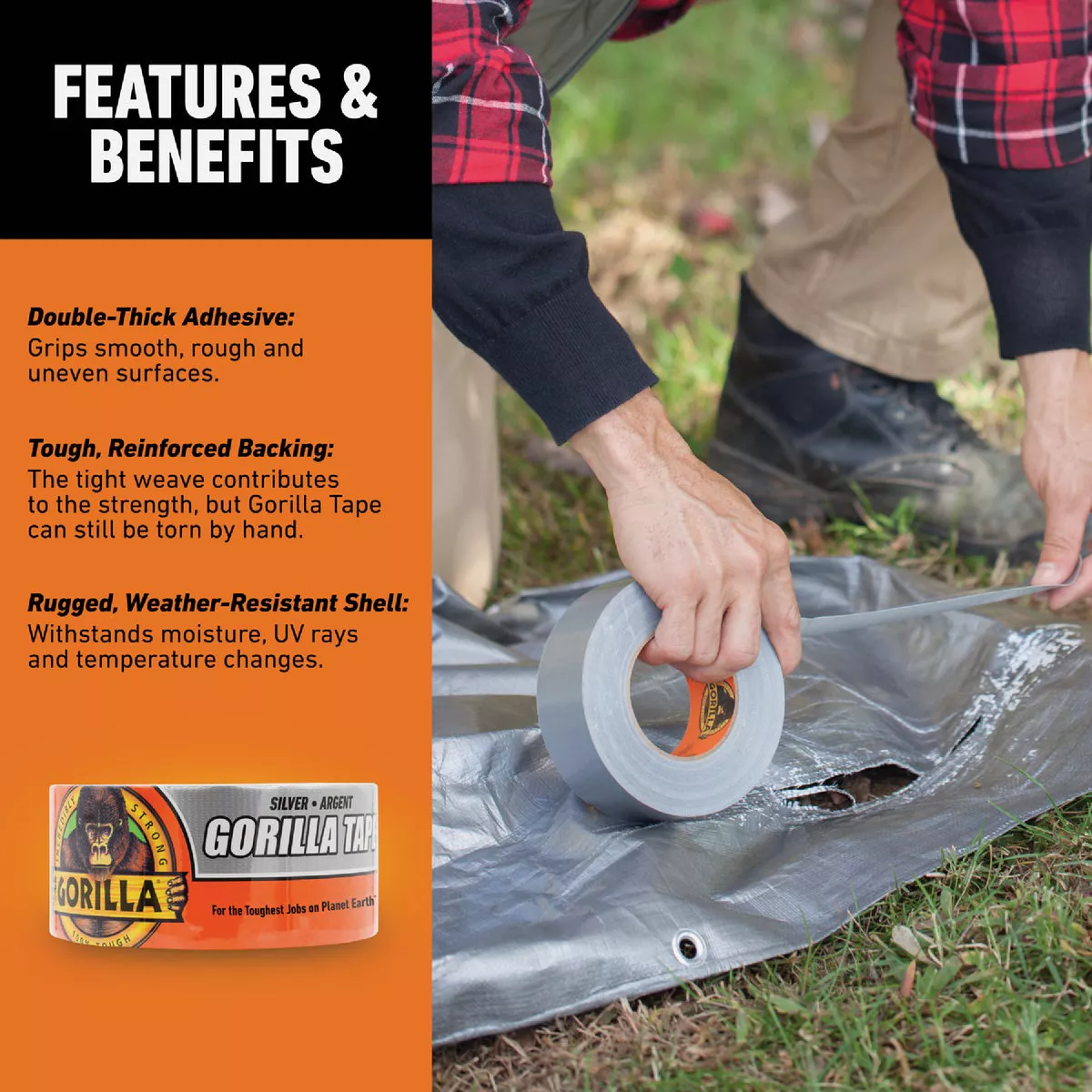 Gorilla 1.88 In. x 30 Yd. Heavy-Duty Duct Tape, Silver - photo 5