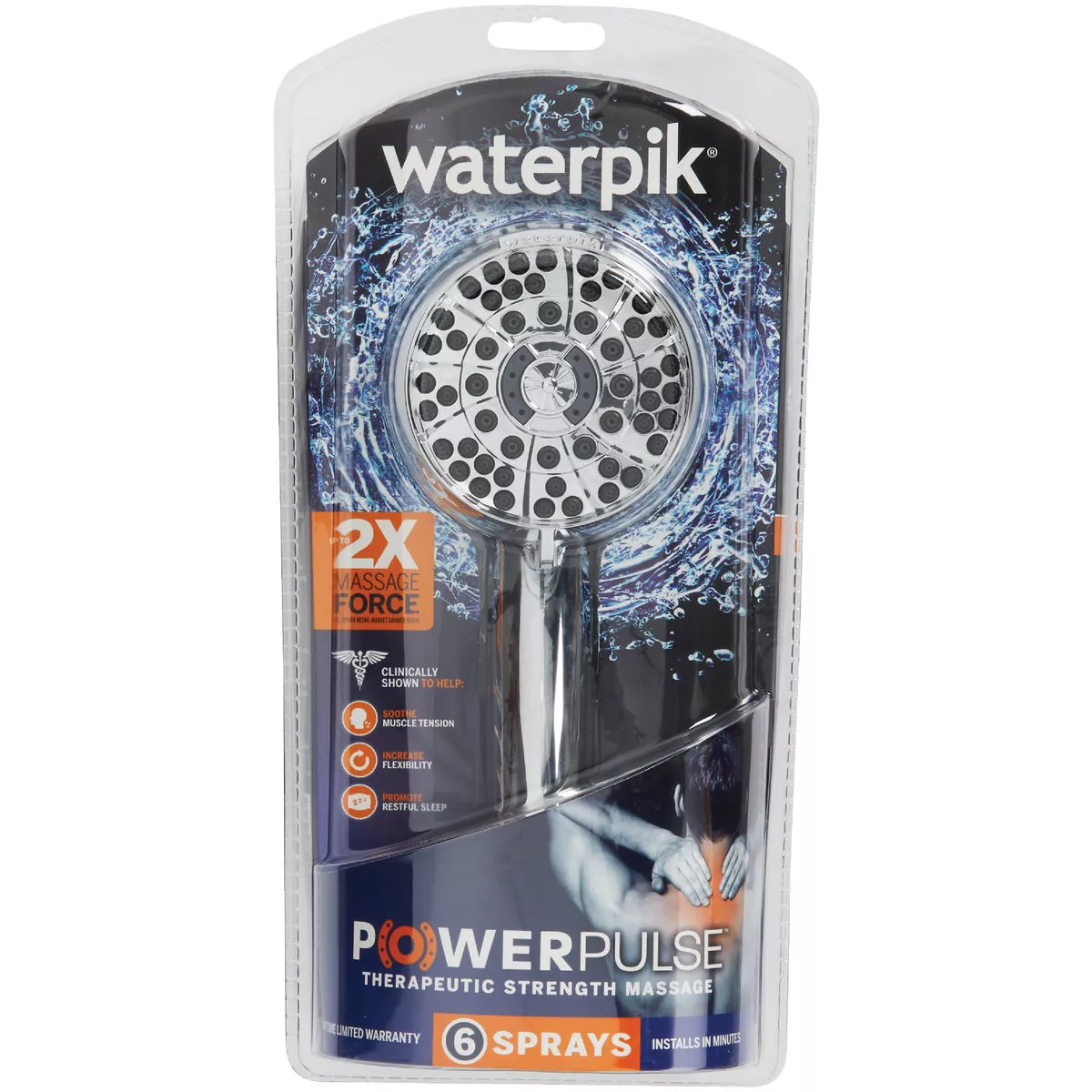 Waterpik PowerPulse Massage 6-Spray 1.8 GPM Handheld Shower, Chrome - photo 2
