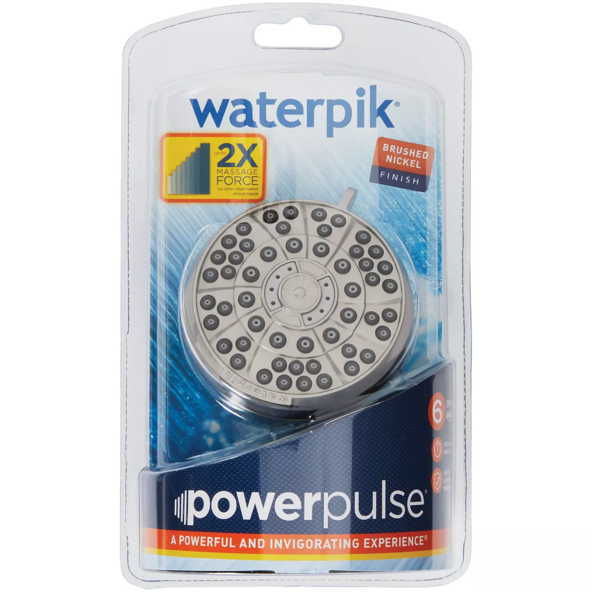 Waterpik PowerPulse Massage 6-Spray 1.8 GPM Fixed Showerhead, Brushed Nickel - photo 5