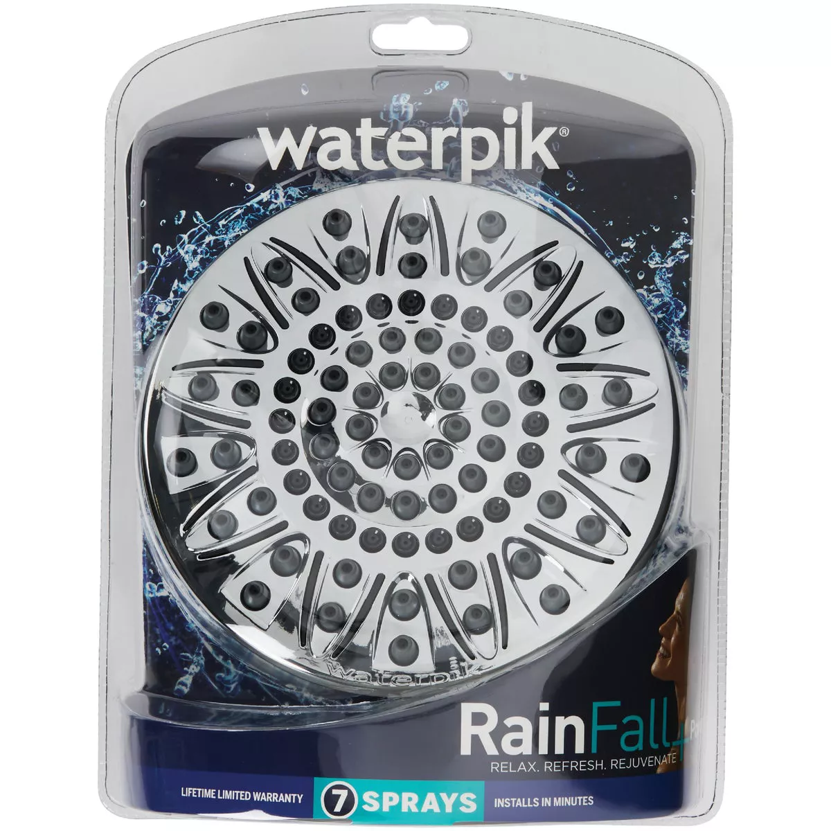 Waterpik RainFall+ Rain Shower 7-Spray 1.8 GPM Fixed Showerhead, Chrome - photo 5