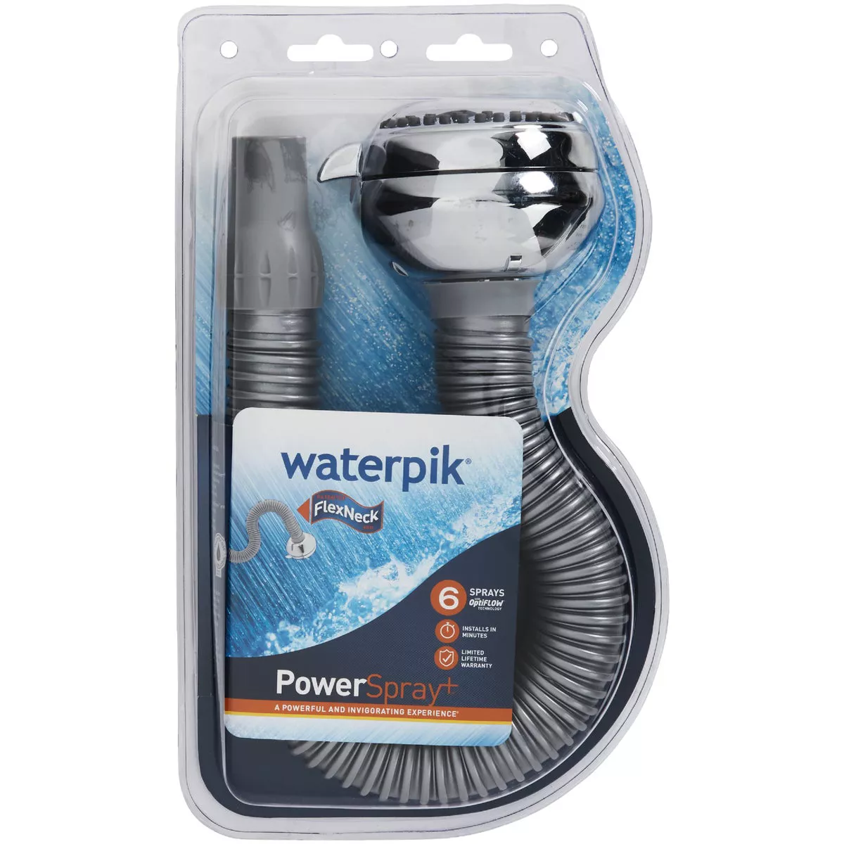 Waterpik Flex 6-Spray 1.8 GPM Fixed Showerhead with Flexible Arm, Chrome - photo 2