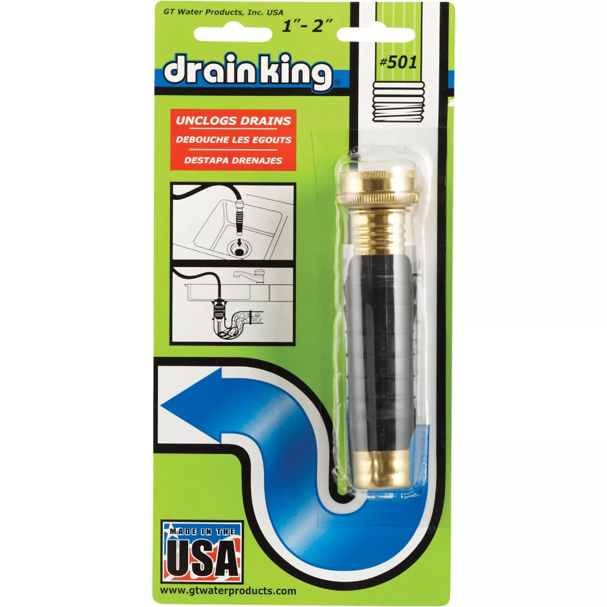 G. T. Water Drain King 1" to 2" Water-Pressure Drain Opener - photo 2