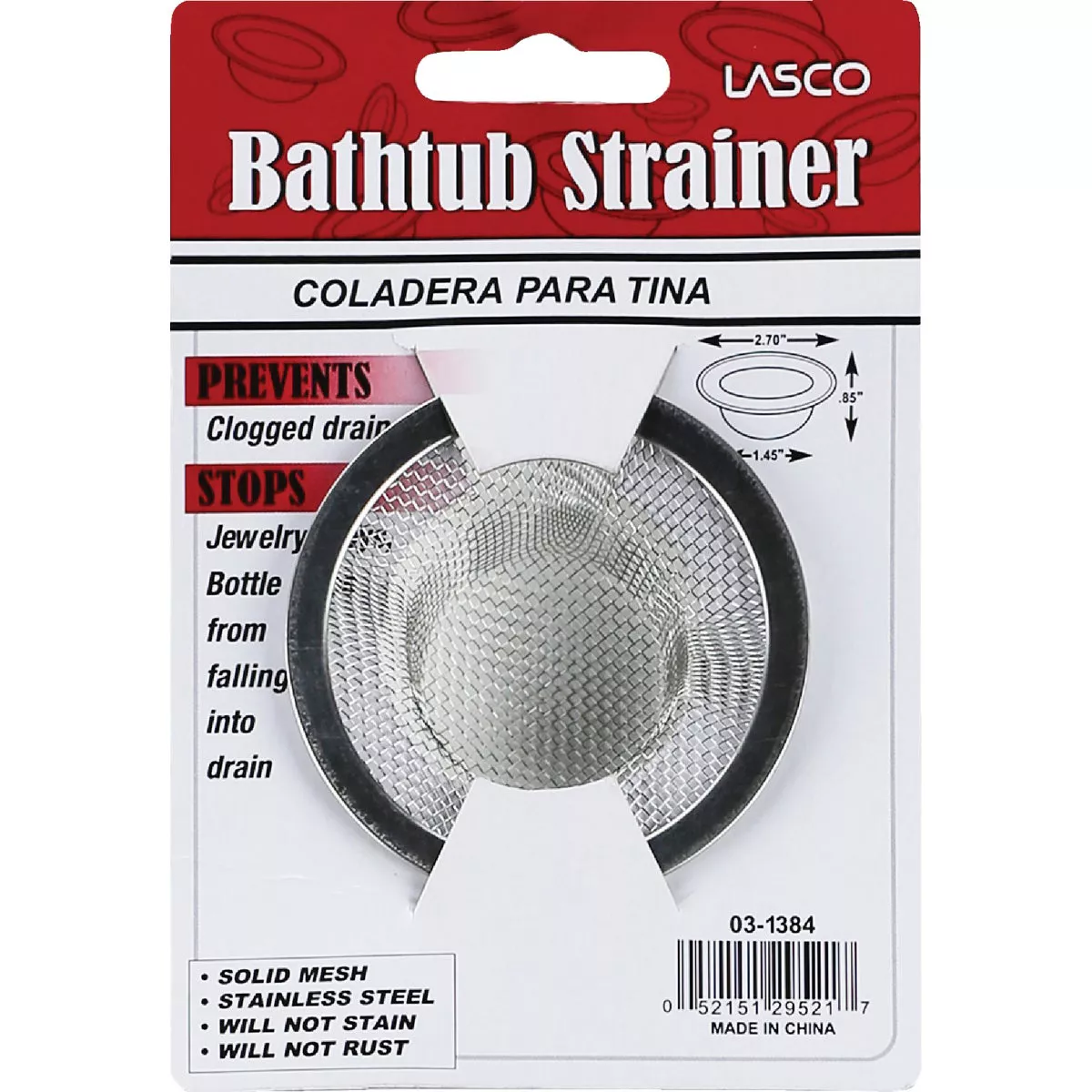 Lasco 2-3/4 In. Mesh Tub Drain Strainer with Chrome Finish - photo 2