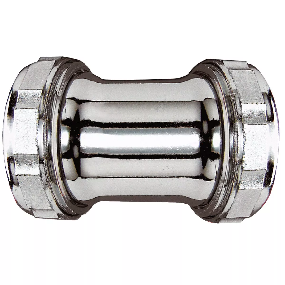 Keeney Double Slip 1-1/2 In. Chrome-Plated Brass Straight Coupling