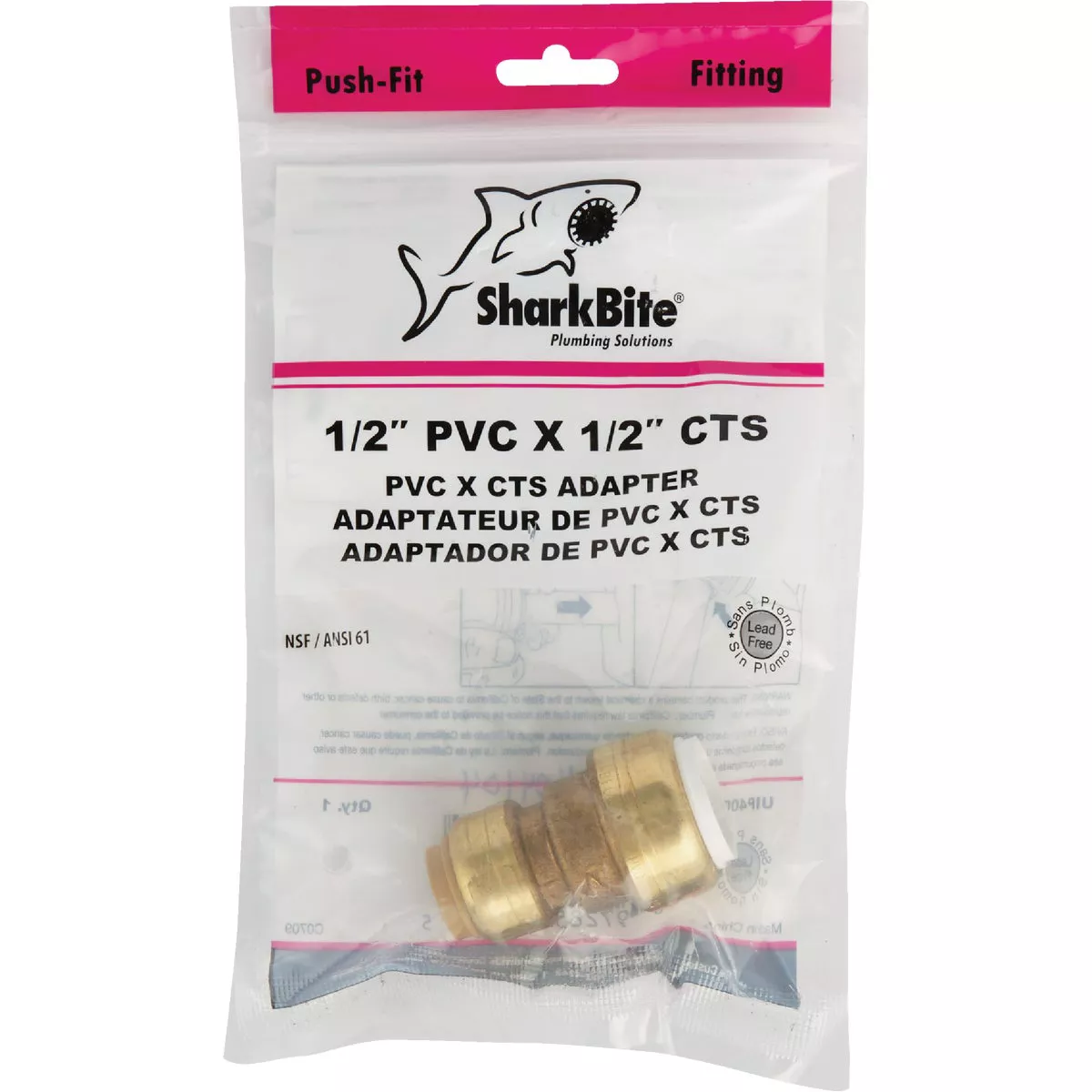 SharkBite 1/2 In. CTS X PVC Brass Push-to-Connect Coupling - photo 2