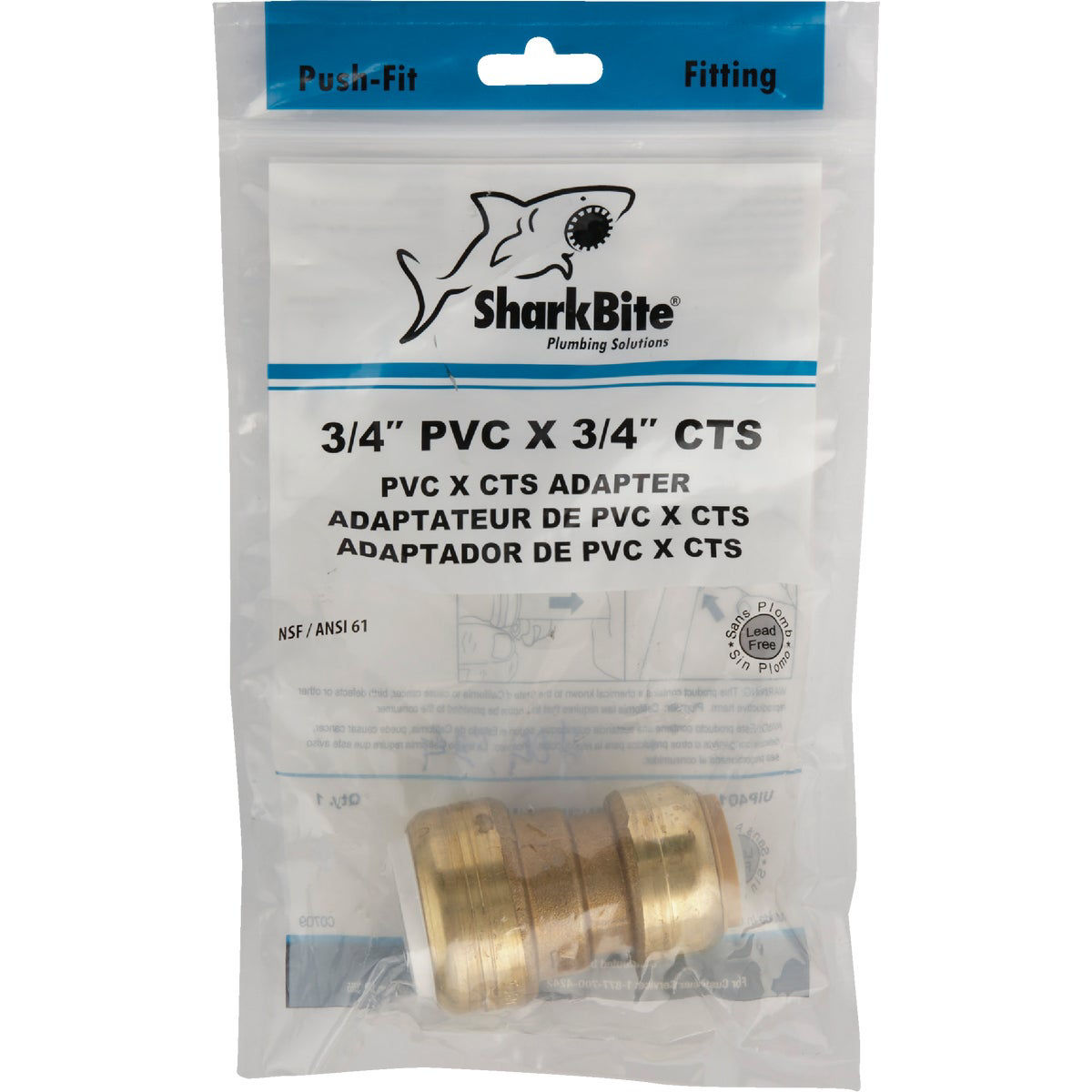 SharkBite 3/4 In. CTS X PVC Brass PushtoConnect Coupling Do it Best