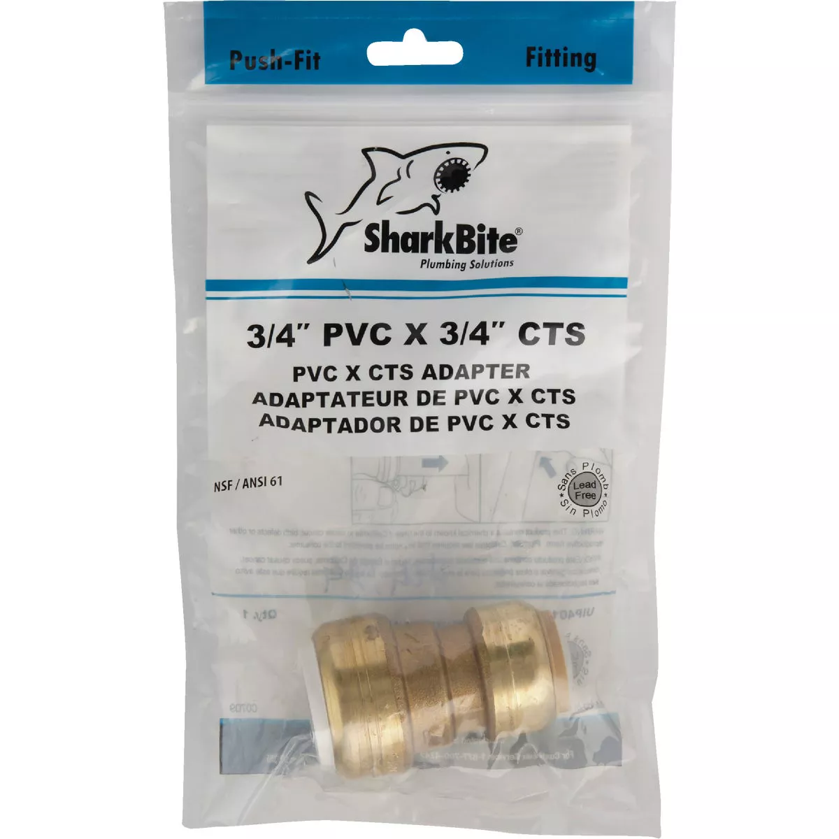 SharkBite 3/4 In. CTS X PVC Brass Push-to-Connect Coupling - photo 2