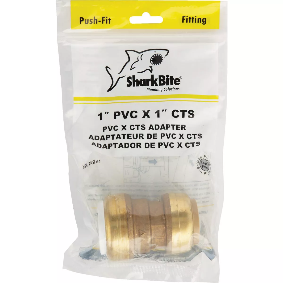 SharkBite 1 In. CTS X PVC Brass Push-to-Connect Coupling - photo 2