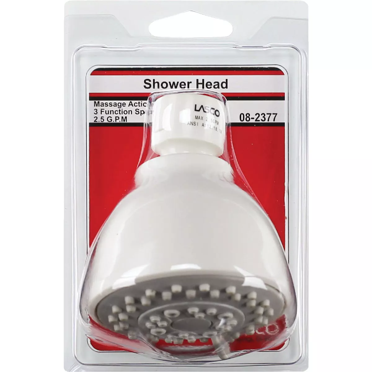 Lasco 3-Spray 1.8 GPM Fixed Shower Head, White - photo 2