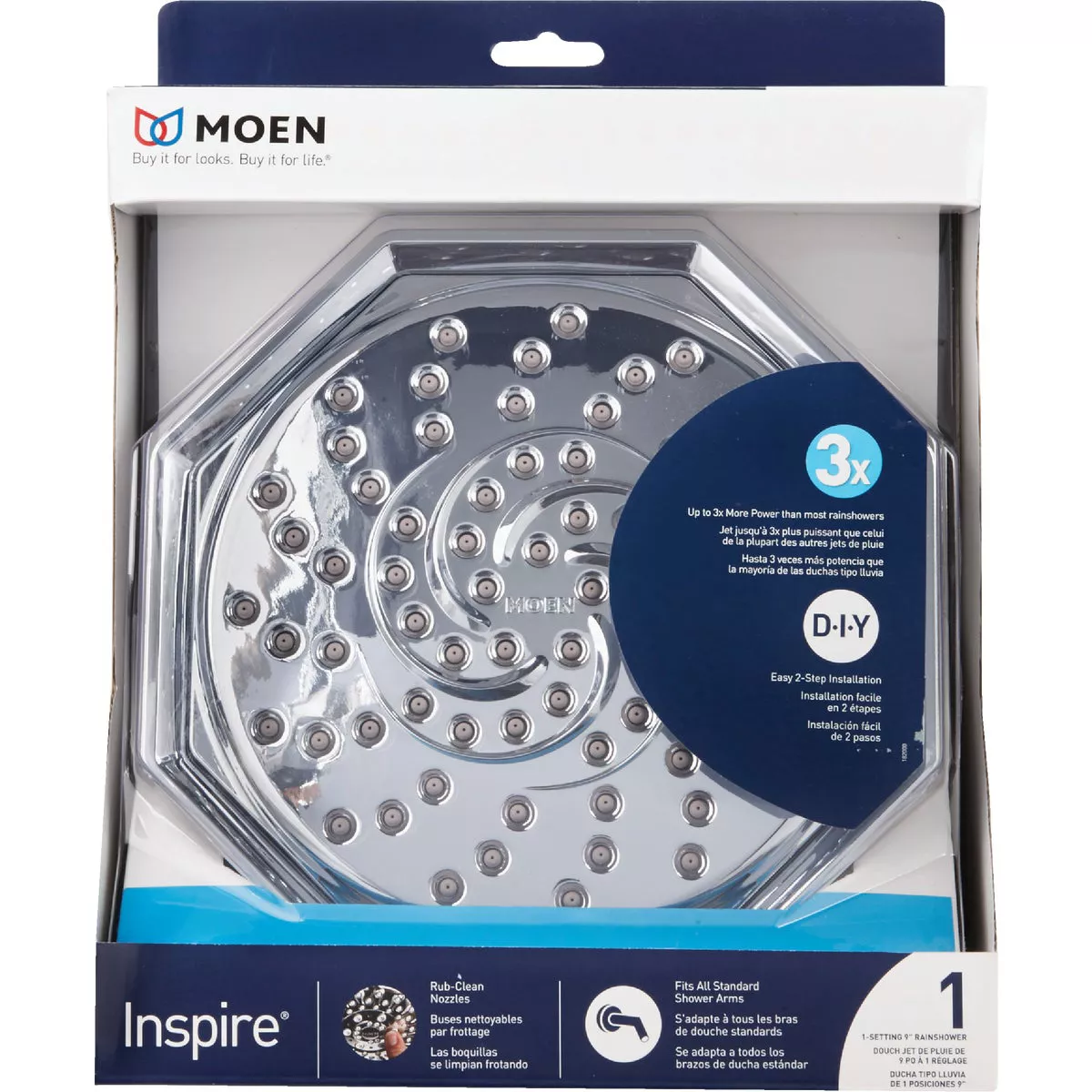Moen Inspire 1-Spray 1.75 GPM Rainshower Fixed Shower Head, Chrome - photo 2