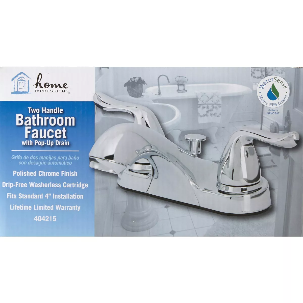 Home Impressions Polished Chrome 2-Handle Knob 4 In. Centerset Bathroom Faucet with Pop-Up - photo 2
