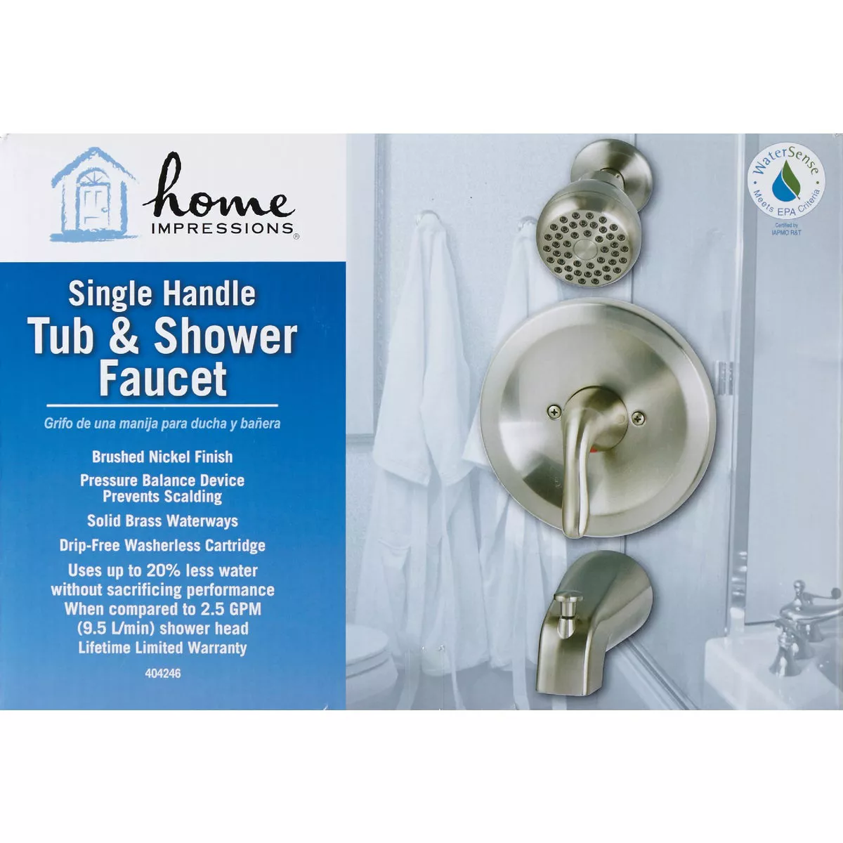 Home Impressions Brushed Nickel Single-Handle Metal Lever Tub & Shower Faucet - photo 2