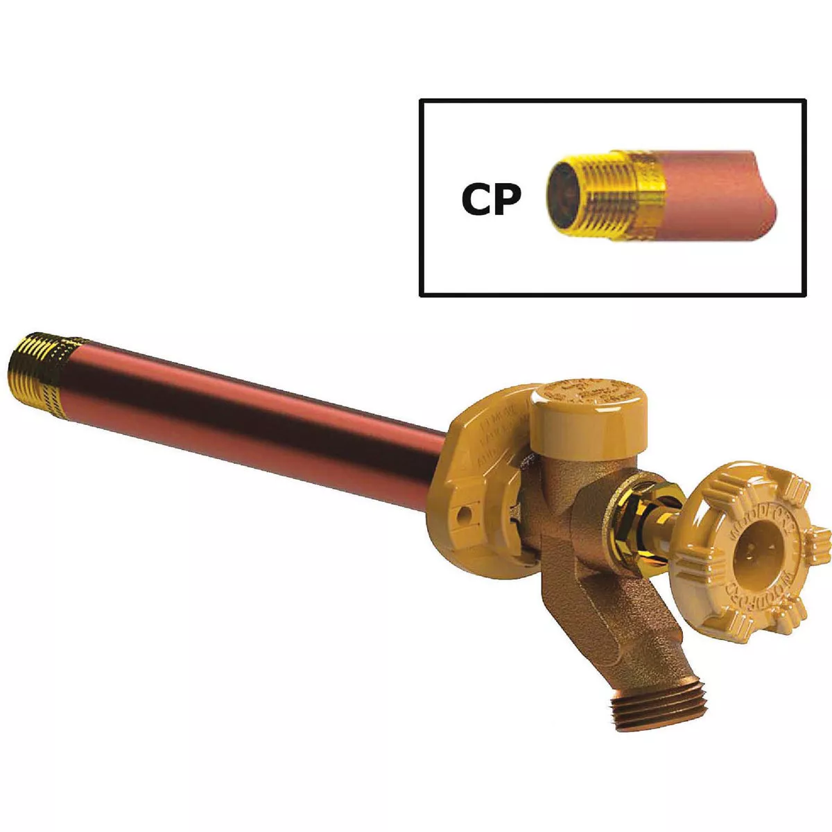 Woodford 1/2 In. SWT x 1/2 In. MIP x 3/4 In. MHT x 8 In. Brass Anti-Siphon Frost Free Wall Hydrant