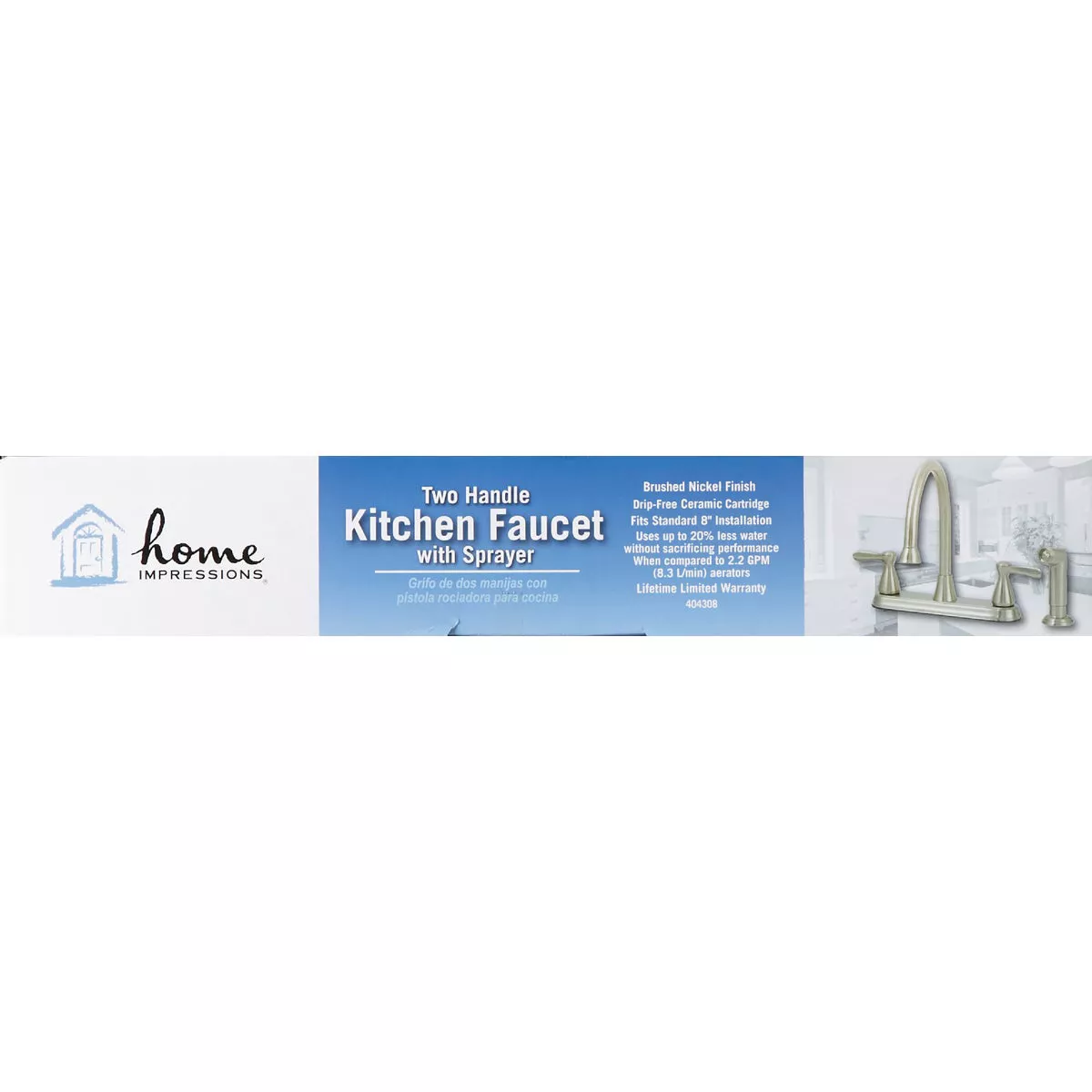 Home Impressions 2-Handle Traditional Lever Kitchen Faucet Side Spray, Brushed Nickel - photo 2