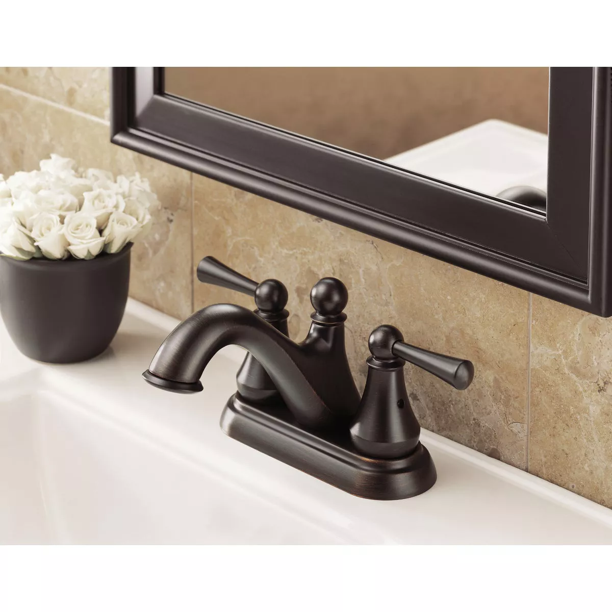 Delta Haywood Oil Rubbed Bronze 2-Handle Lever 4 In. Centerset Bathroom Faucet with Pop-Up - photo 6