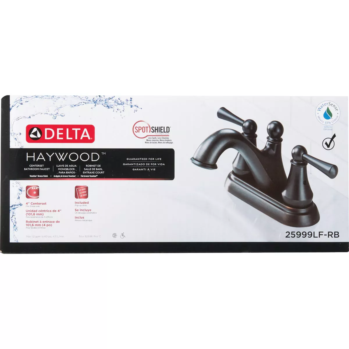 Delta Haywood Oil Rubbed Bronze 2-Handle Lever 4 In. Centerset Bathroom Faucet with Pop-Up - photo 2