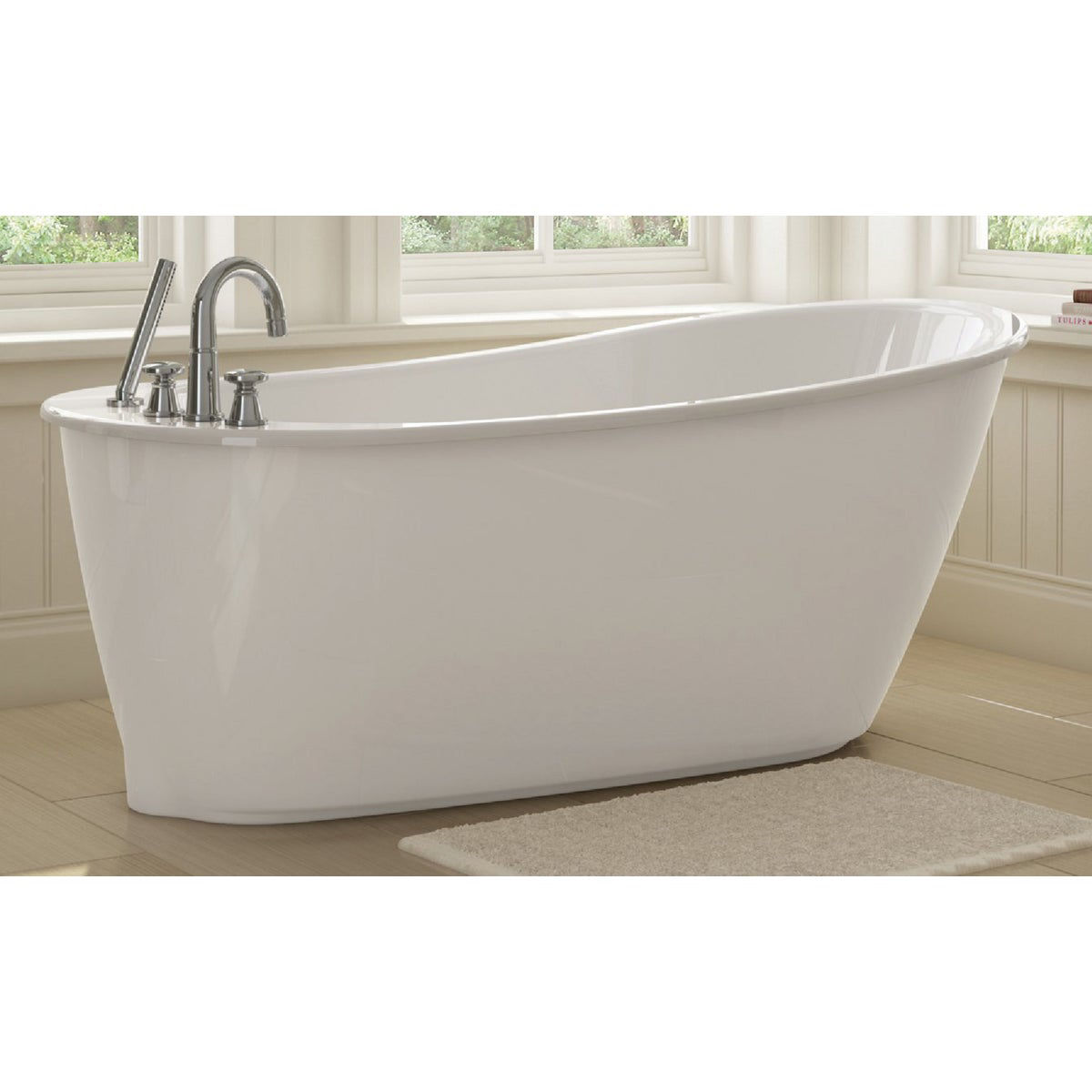 Maax Sax 60 In. L x 32 In. W End Drain Freestanding Bathtub in White