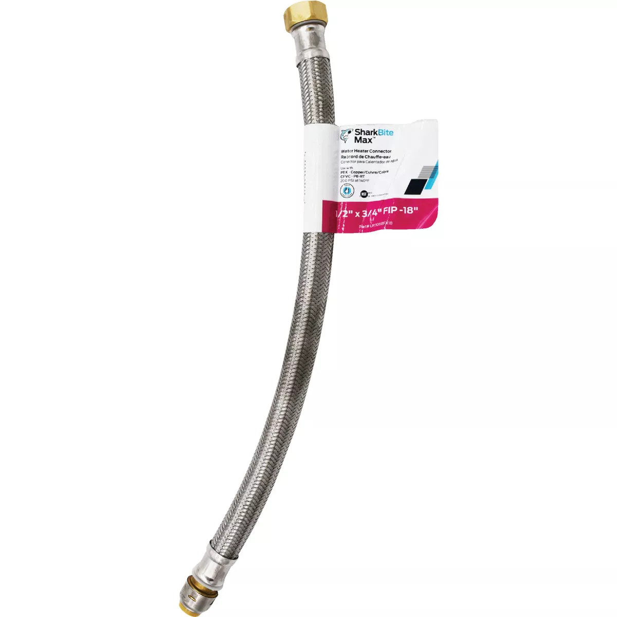 SharkBite 1/2 In. X 3/4 In. FIP X 18 In. L Braided Flexible Water Heater Connector - photo 2