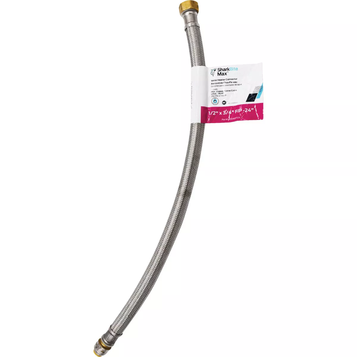 SharkBite 1/2 In. X 3/4 In. FIP X 24 In. L Braided Flexible Water Heater Connector - photo 2
