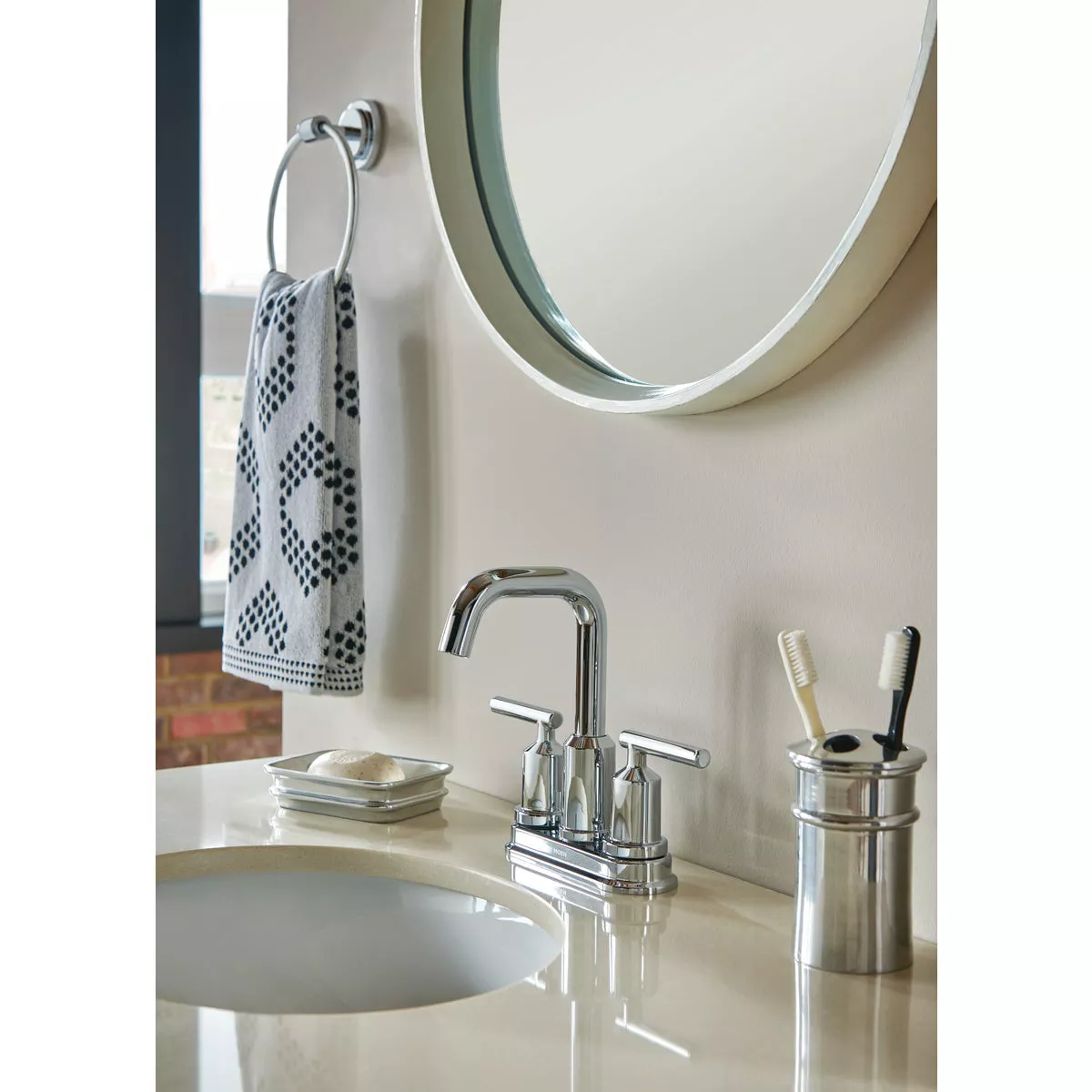 Moen Gibson 2-Handle Lever 4 In. Centerset Bathroom Faucet with Pop-Up, Chrome - photo 3