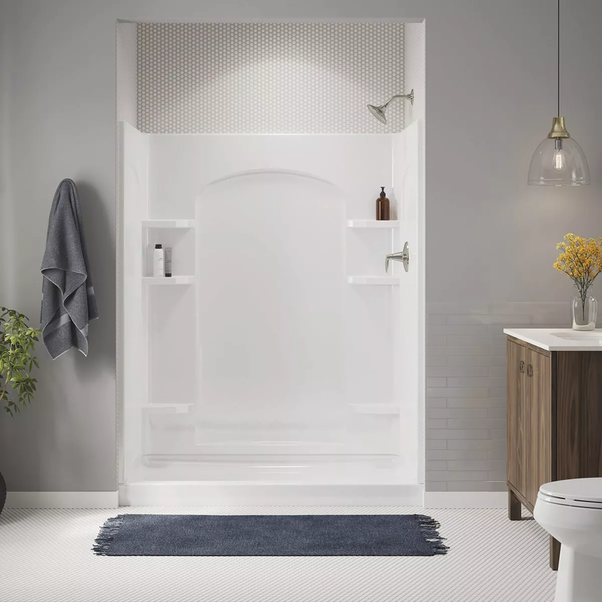 Sterling Ensemble Curve 34 In. W x 72-1/2 In. H 2-Piece Shower End Wall Set in White - photo 2