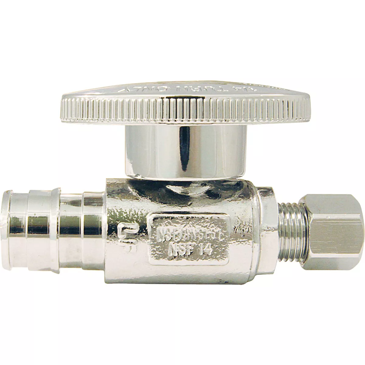 Apollo Retail 1/2 In. Barb x 1/4 In. Compression Chrome-Plated Brass Straight PEX-A Stop Valve