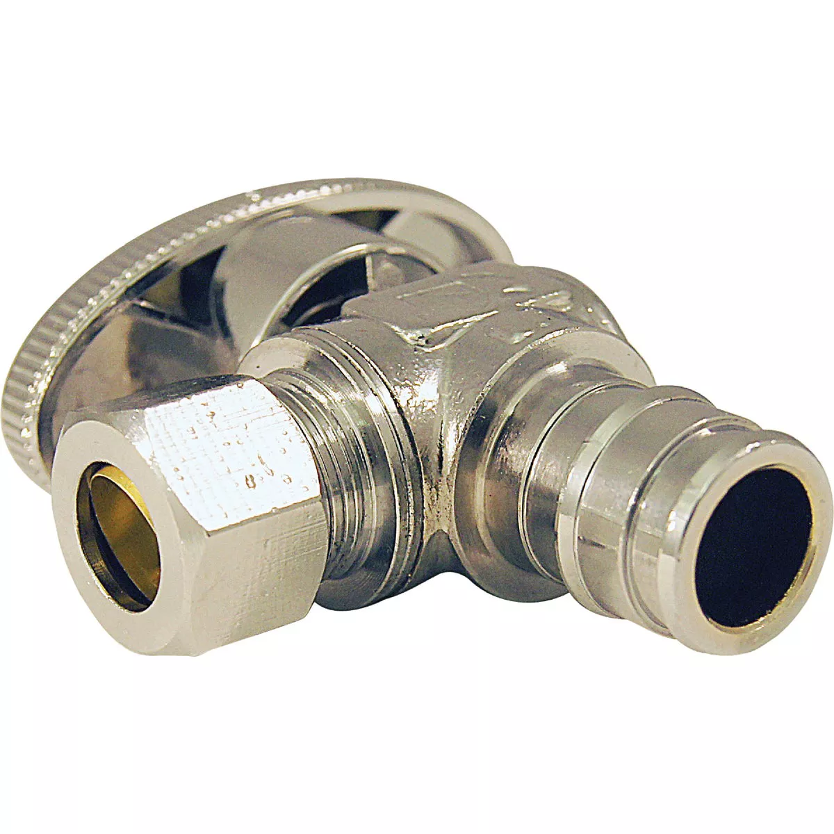 Apollo Retail 1/2 In. Barb x 3/8 In. Compression Chrome-Plated Brass Angle PEX-A Stop Valve - photo 2