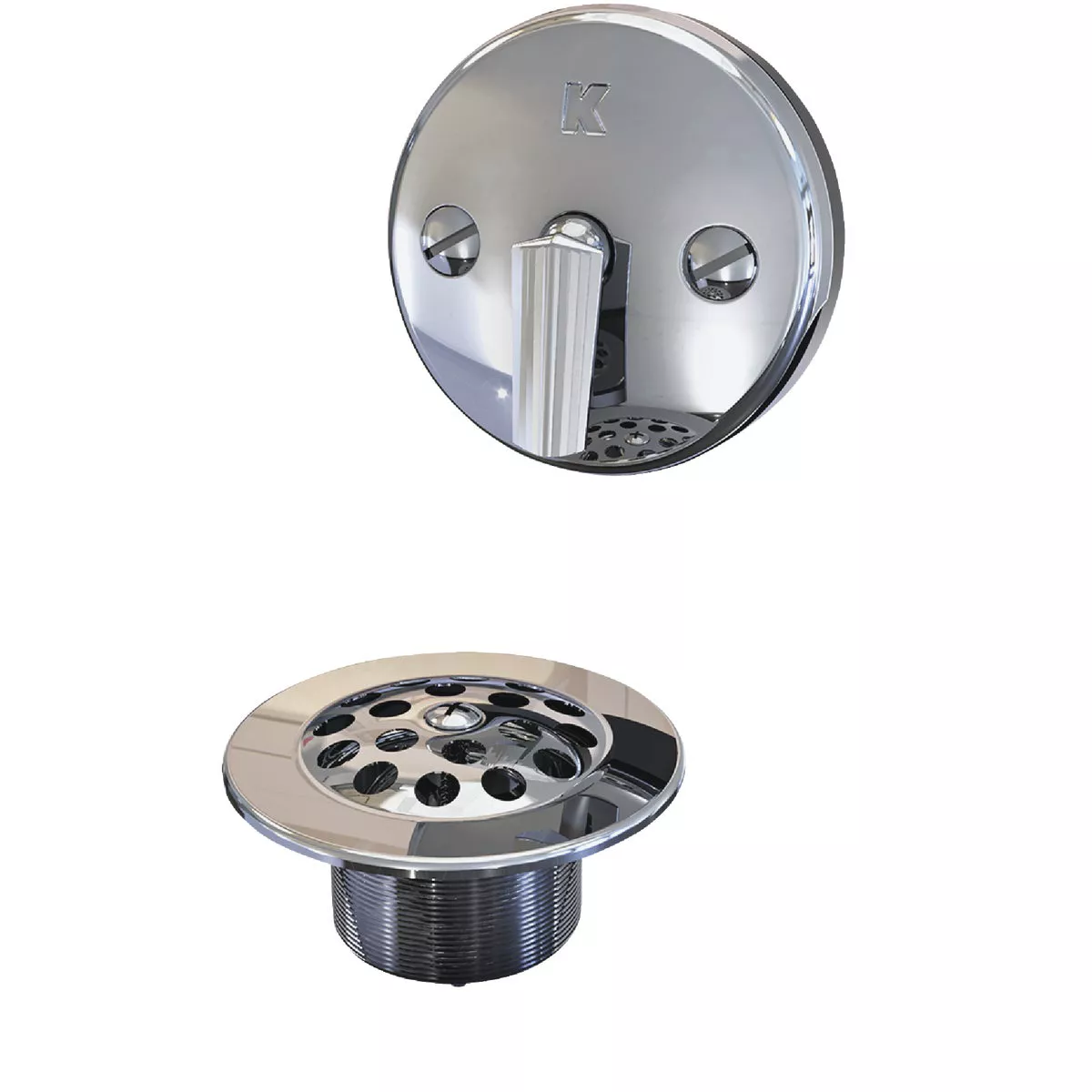 Keeney Rough Brass Trip Lever Bath Drain with Polished Chrome Trim - photo 4