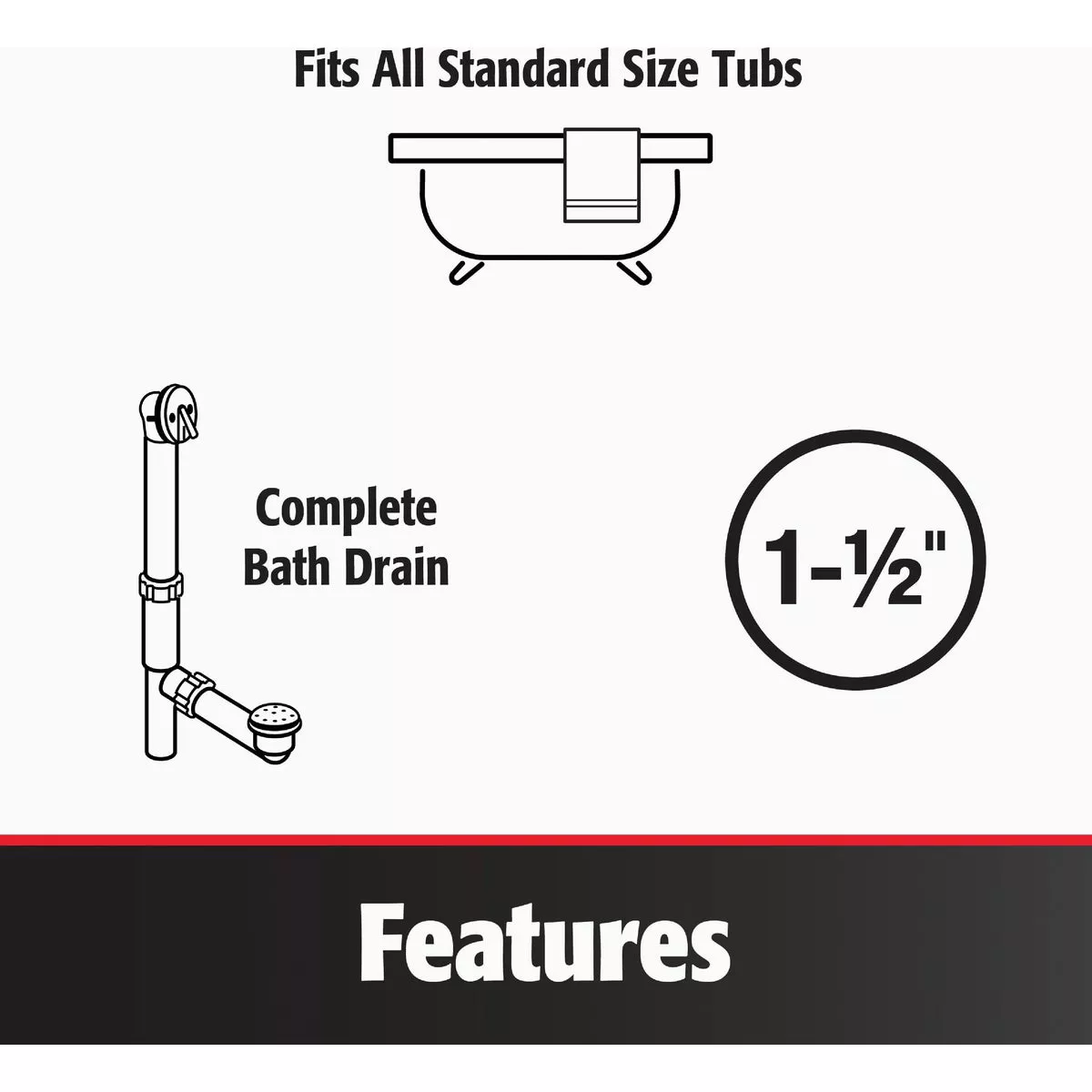 Keeney Foot Lok Stop Plastic Bath Drain with Polished Chrome Trim - photo 3