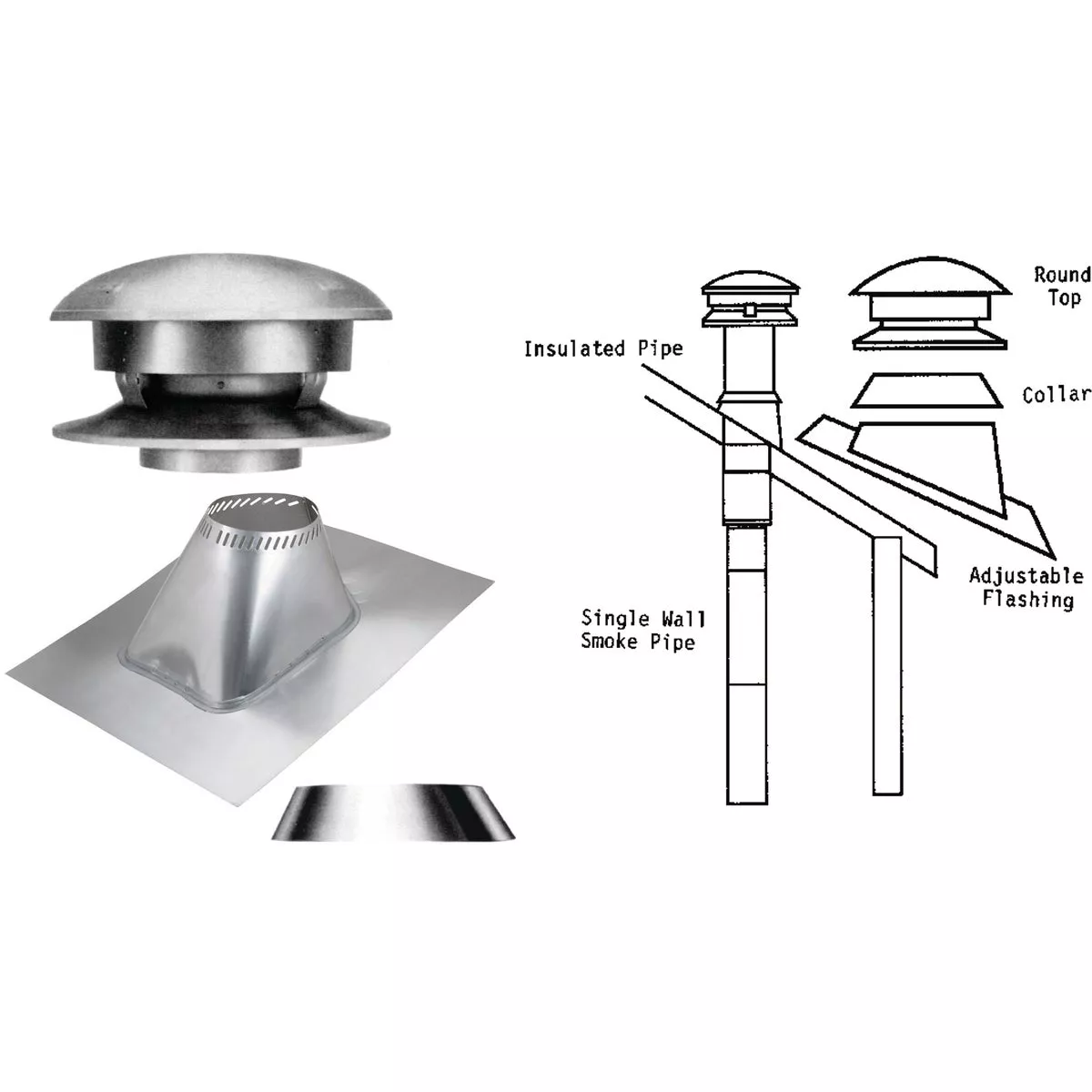 SELKIRK Sure-Temp 6 In. Stainless Steel Round Top Chimney Kit