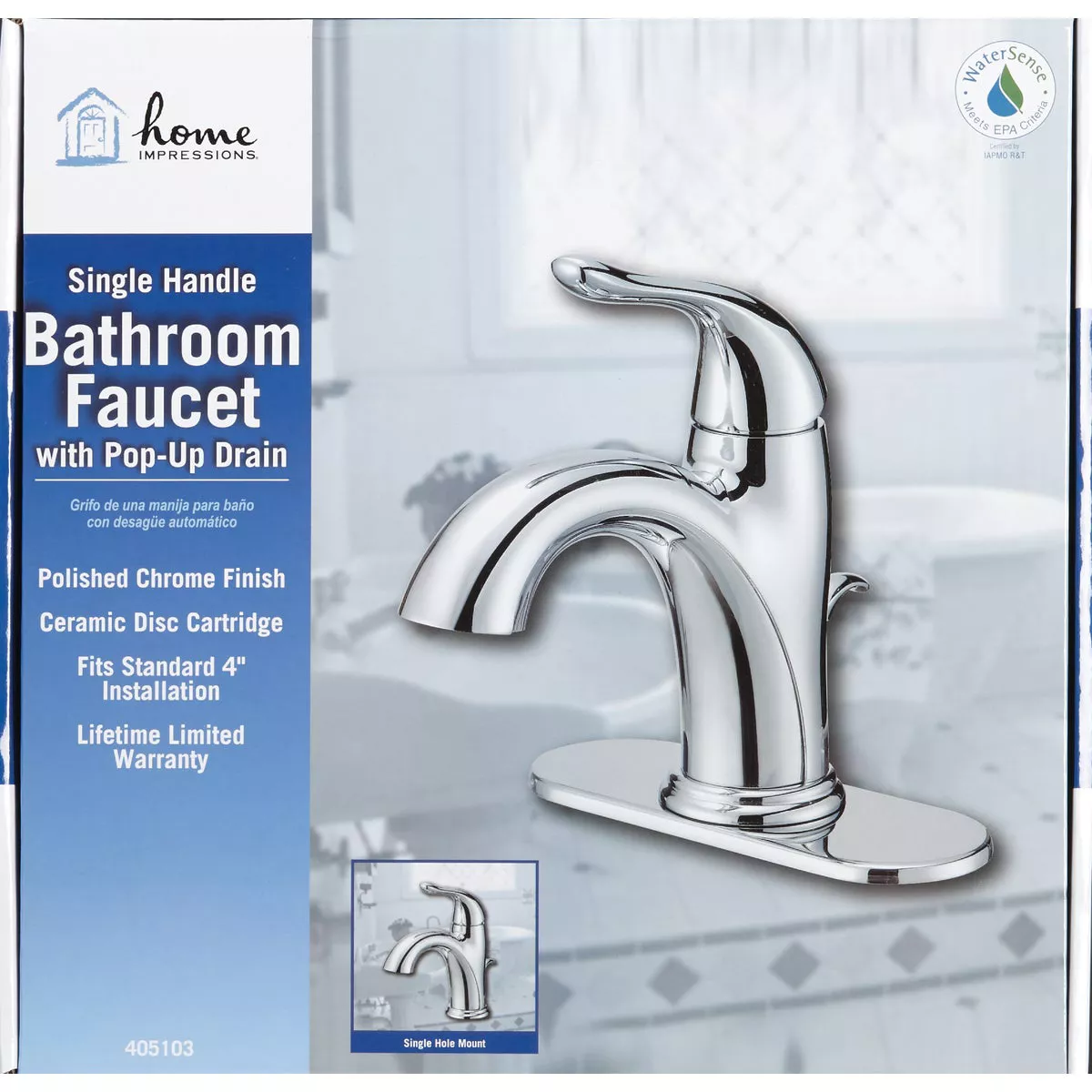 Home Impressions Chrome 1-Handle Lever 4 In. Centerset Bathroom Faucet with Pop-Up - photo 2