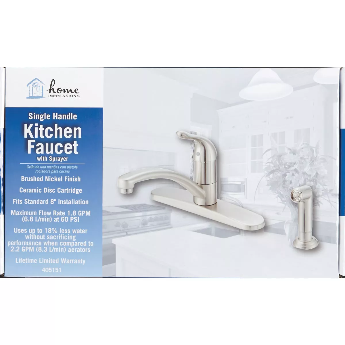 Home Impressions 1-Handle Lever Kitchen Faucet with Side Spray, Brushed Nickel - photo 2