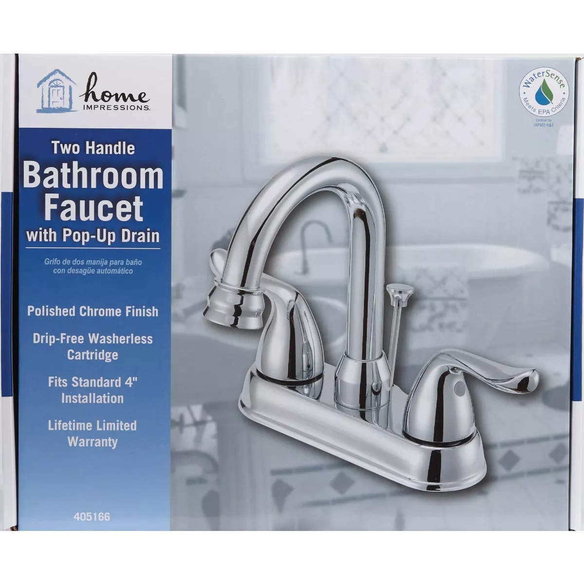 Home Impressions Chrome 2-Handle Lever 4 In. Centerset Bathroom Faucet with Pop-Up - photo 2