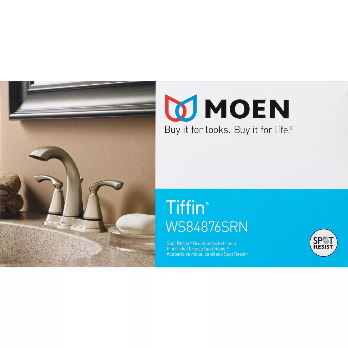Moen Tiffin 2-Handle Lever Centerset Bathroom Faucet, Spot Resist Brushed Nickel - photo 3