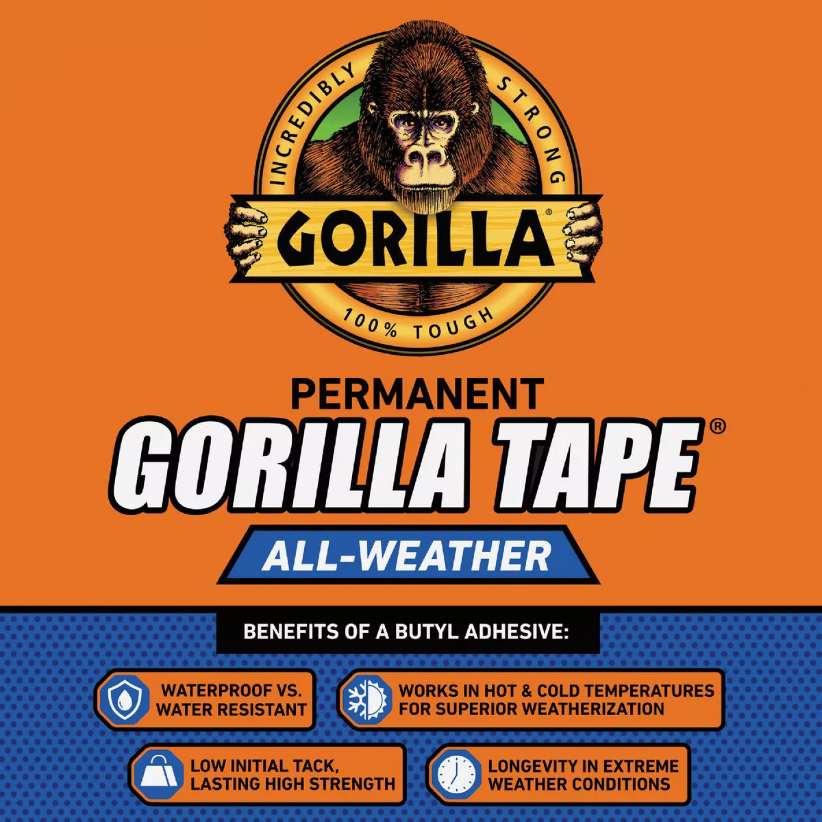 Gorilla 1.88 In. x 25 Yd. All Weather Repair Tape, Black - photo 7