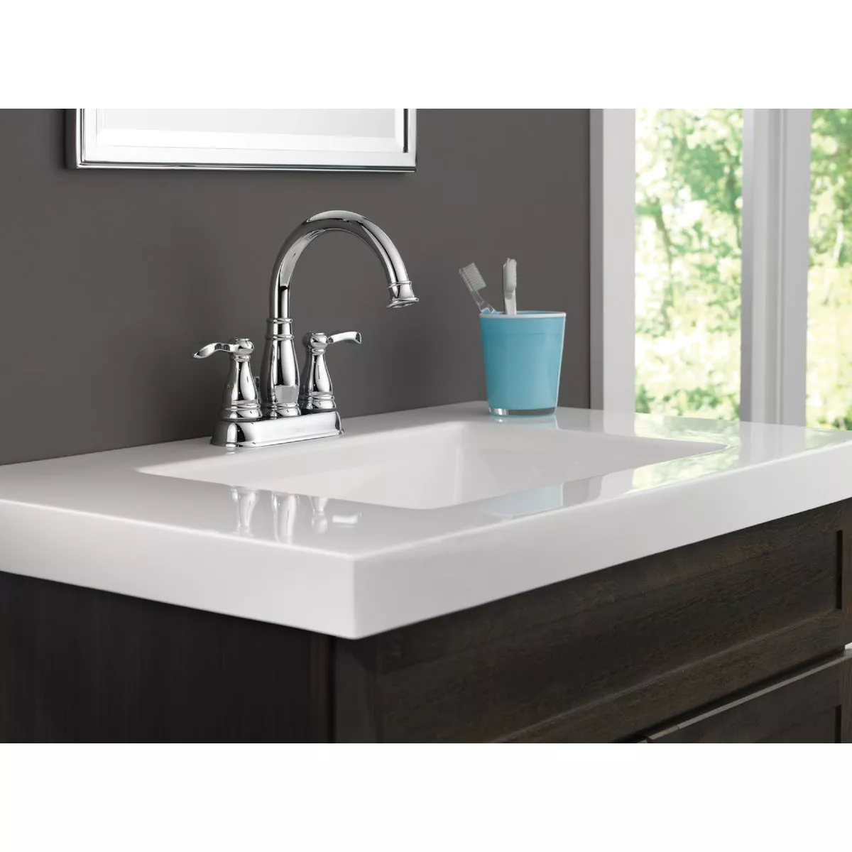 Delta Porter Chrome 2-Handle Lever 4 In. Centerset Bathroom Faucet with Pop-Up - photo 4