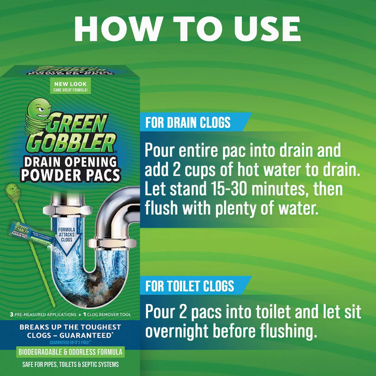 Green Gobbler 6.53 Oz. Granular Pac Drain Opener (3-Pack) - photo 5