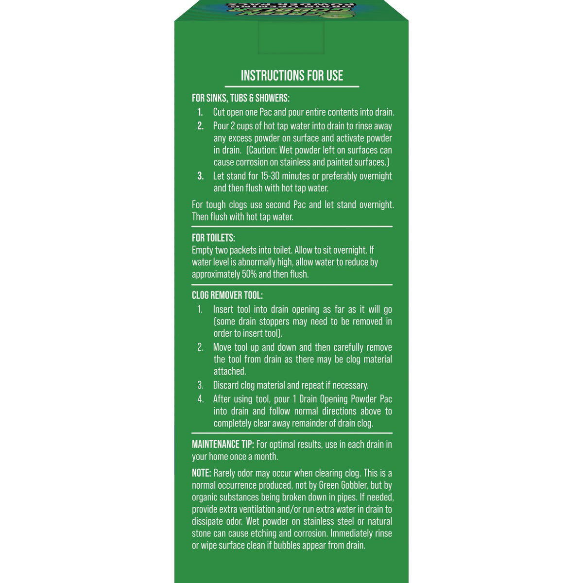Green Gobbler Drain Opening Pacs, Biodegradeable, 555-g, 3-pk